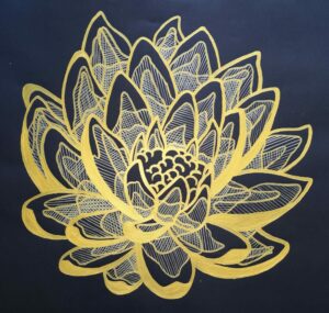 Machins trucs chouettes - Anne lotus peinture or sur noir